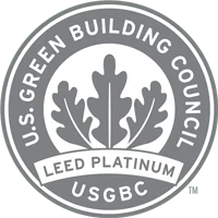 LEED Platinum certification emblem for Hassalo on Eighth green apartment building in Portland, Oregon